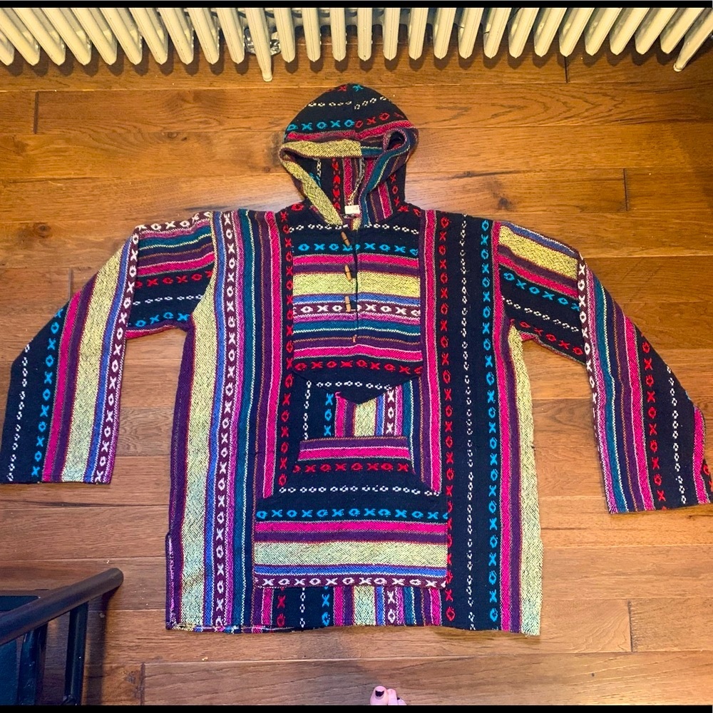 Baja hippie drug rug Mexican hoodie